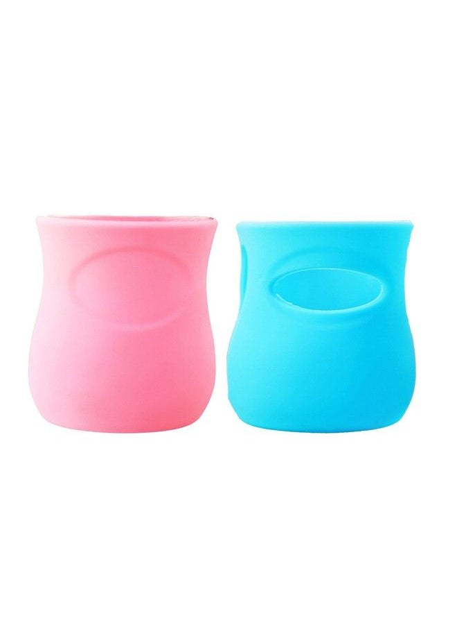 The Little Lookers Baby Feeding Glass Bottle Protection Silicone Cover Sleeve Holder Suitable For Wide Neck Avent Feeder; Protector Cover For Babies (Wide Neck 125Ml 4Oz Pink & Blue)  - Image 1