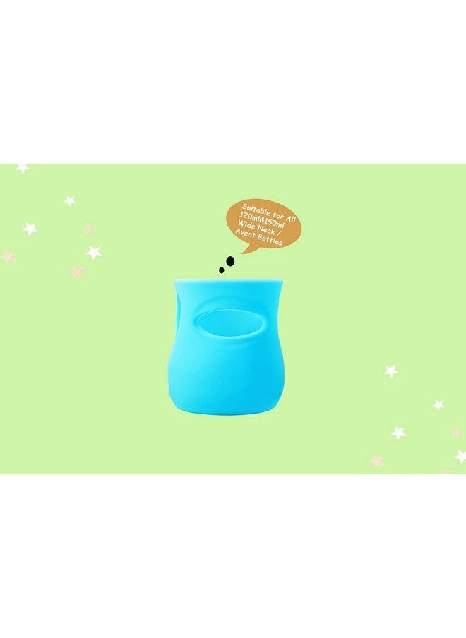 The Little Lookers Baby Feeding Glass Bottle Protection Silicone Cover Sleeve Holder Suitable For Wide Neck Avent Feeder; Protector Cover For Babies (Wide Neck 125Ml 4Oz Pink & Blue)  - Image 4