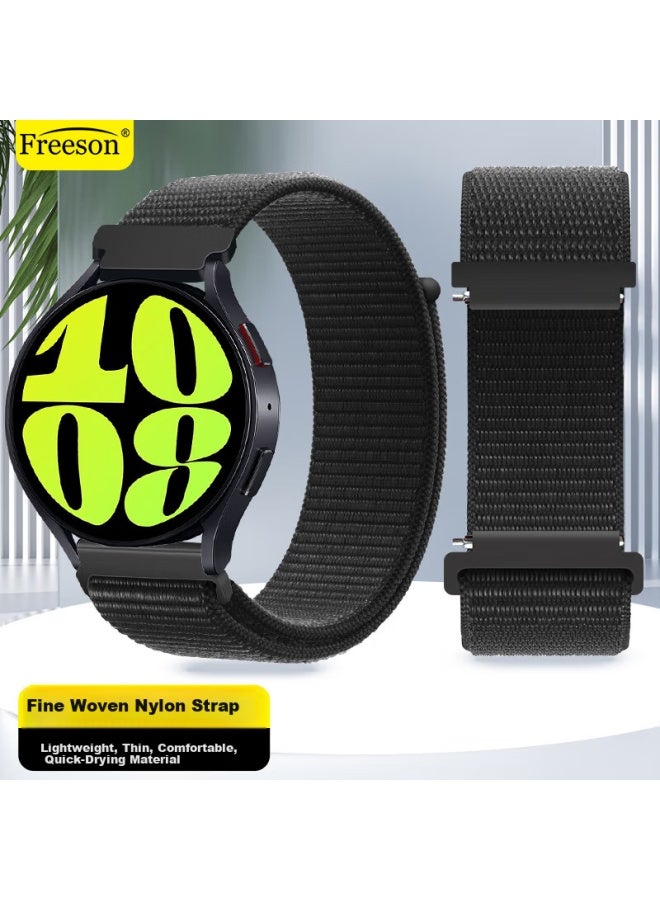 Freeson Nylon Fabric Watch Band For Samsung Galaxy Watch 7/6/5/5 Pro/4/3/classic/active/gear, Breathable Replacement Wrist Strap 20mm Black - Image 1