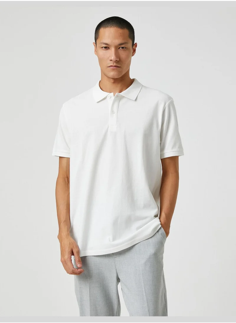 KOTON Basic T-Shirt Polo Neck Buttoned Slim Fit