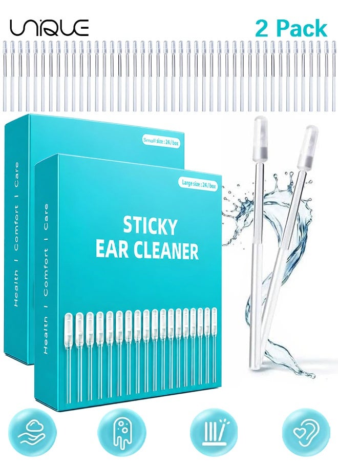Unique 2 Box Sticky Ear Cleaning Stick, Reusable Ear Cleaning Tools with Soft Rubber Head, Gentle Adhesive Ear Pick for Ear Wax Cleaning, Adhesive Ear Cleaning Sticks for All Ages (48PCS/2 Sizes) - Image 1