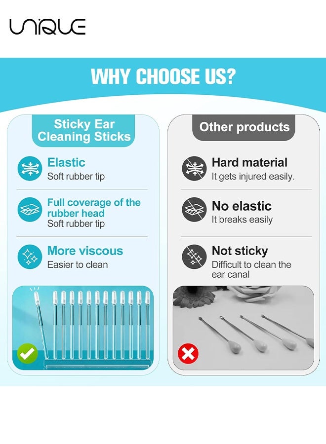 Unique 2 Box Sticky Ear Cleaning Stick, Reusable Ear Cleaning Tools with Soft Rubber Head, Gentle Adhesive Ear Pick for Ear Wax Cleaning, Adhesive Ear Cleaning Sticks for All Ages (48PCS/2 Sizes) - Image 2