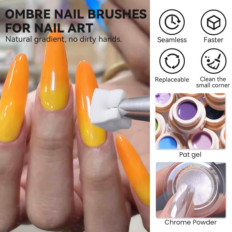 ESUOHYM 200 PCS Nail Sponges for Ombre with Grabbing Pen,Mini Aura blending Sponges for Nail Art,Nail Ombre Brush for Pat Gel & Pigment Powder,Nail Art Tools Accessories Supplies for Home Salon - Image 3