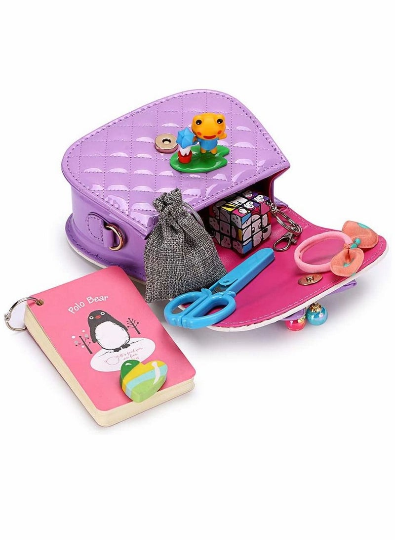 Y&D Childrens Princess Bag Little Girls Bowknot PU Cross Body Handbag Mini Fashions Tote Shoulder Purse Messenger with Handle Nice Stocking Filler (Purple White) - Image 5