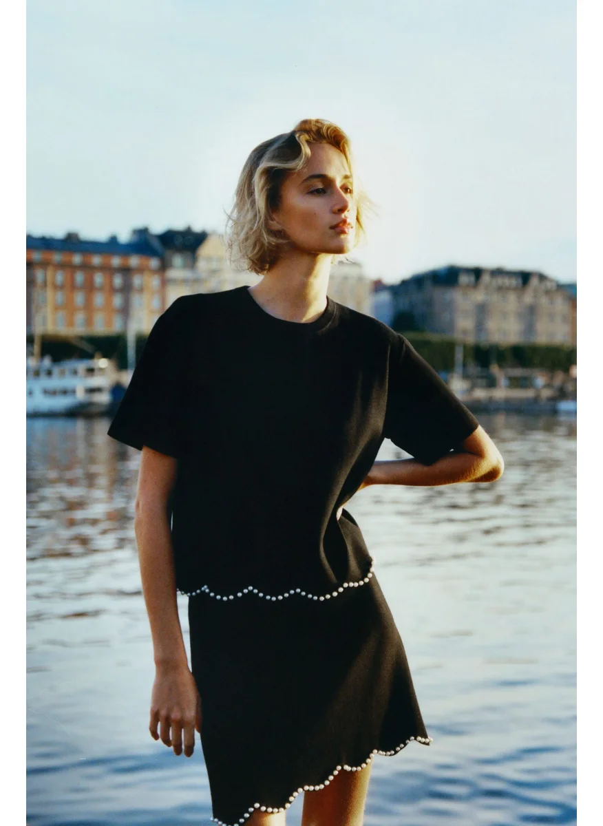 اتش اند ام Bead-Embellished Knitted Skirt