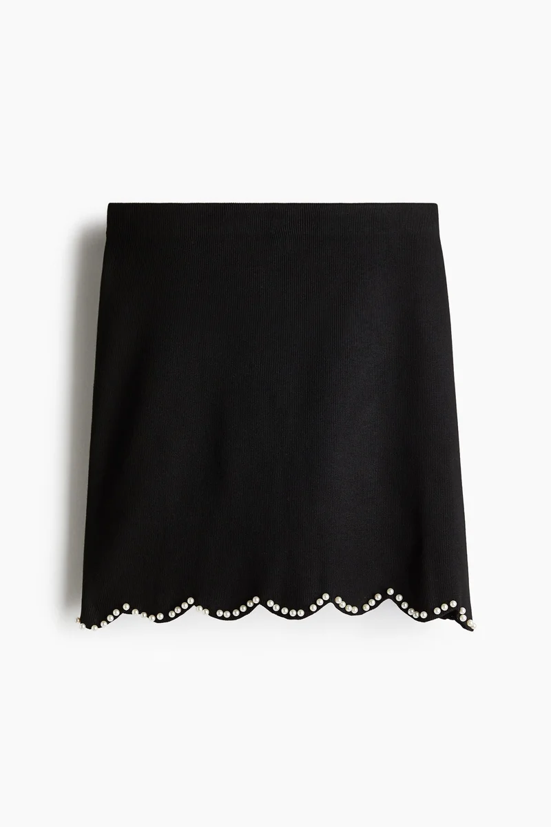 H&M Bead-Embellished Knitted Skirt