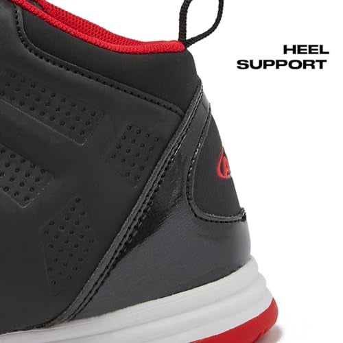 AND1 Showout Girls & Boys Basketball Shoes Kids, Boys High Top Sneakers- Black/Red/White, 6 Big Kid - Image 3