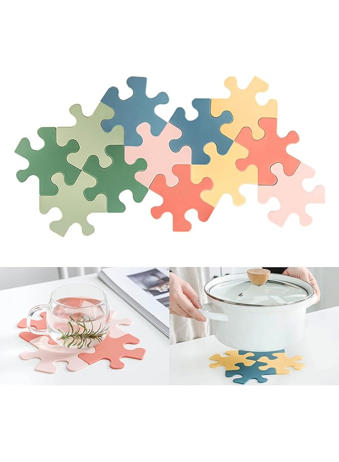 The Bros Coasters for Drinks 12PCS Silicone Coasters for Drinks, Washable Heat Resistant Durable Non-Slip Coasters for Table Top Protection for Coffee Table Wooden Table Kitchen bar。  - Image 1