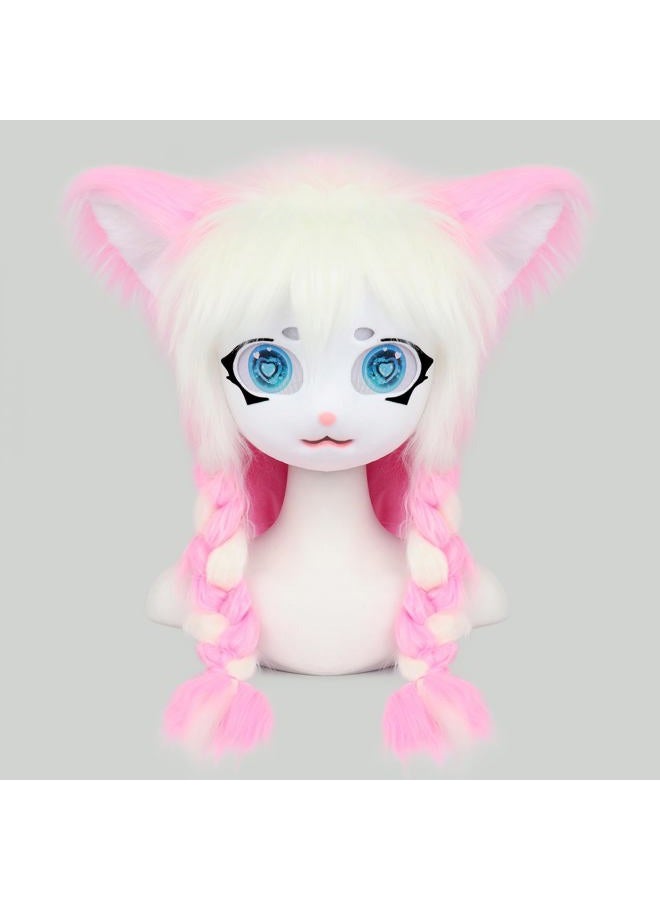 hbbhml Animal Cat Head Mask Fursuit Cute Plush Anime Masks for Halloween Masquerade Cosplay Costume Accessory - Image 4