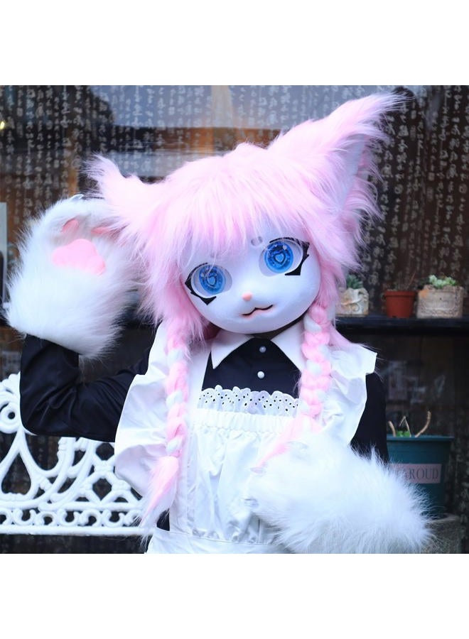 hbbhml Animal Cat Head Mask Fursuit Cute Plush Anime Masks for Halloween Masquerade Cosplay Costume Accessory - Image 3