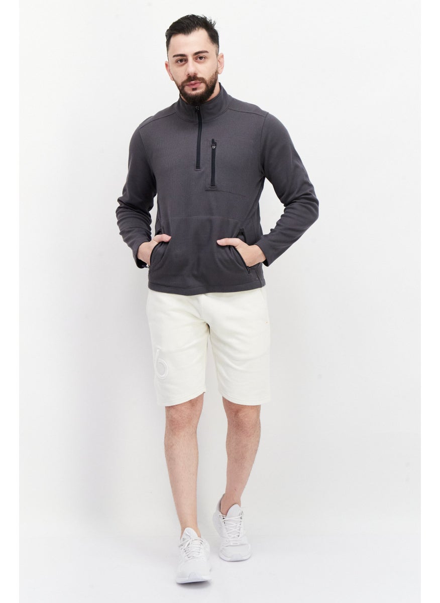 Tailor Vintage - Men Mock Neck Long Sleeve Solid Sweatshirt, Grey - Image 1