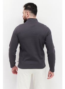 Tailor Vintage Men Mock Neck Long Sleeve Solid Sweatshirt, Grey  - Image 3