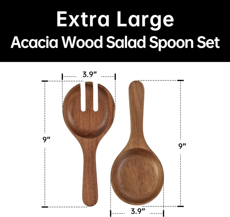 KITEISCAT Extra Large Elegant Ceramic Oval Salad Bowl Set with Premium Acacia Wood Salad Serving Utensils  Large Capacity Stylish and Practical Kitchen MustHave - Image 3