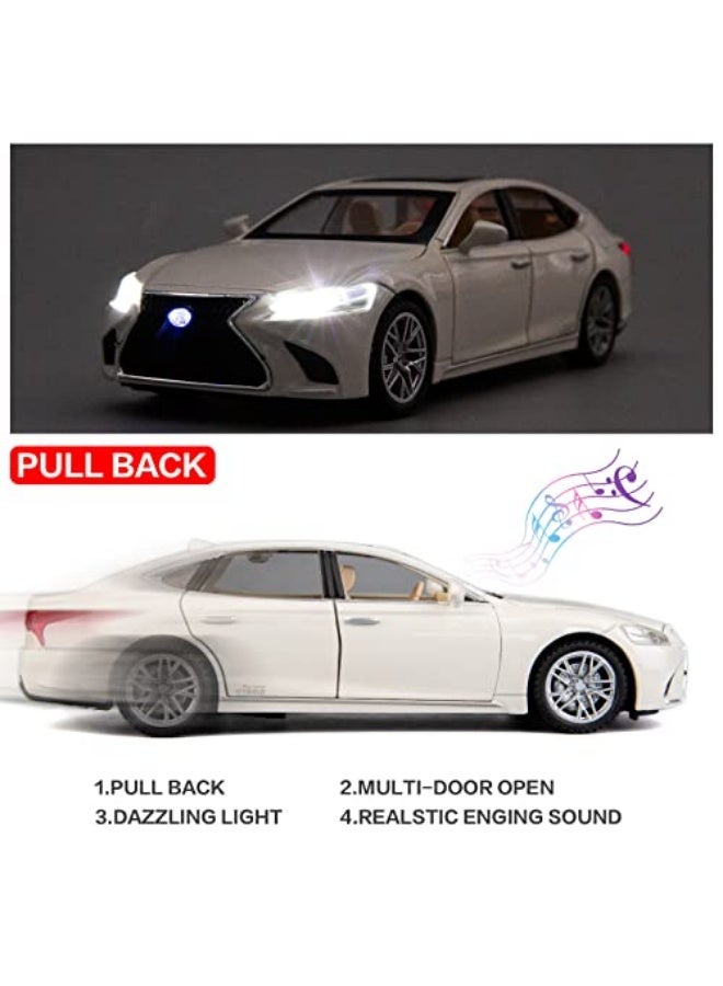 LEXUS 1/32 Lexus LS500h Alloy Pull-Back Toy Car with Sound & Light - Premium Diecast Model Vehicle Gift for Kids Boys Girls (White) - Image 2