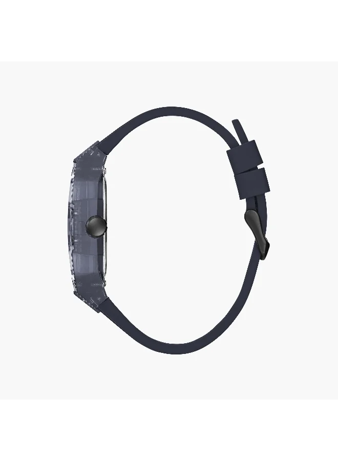 جس Guess Men's Blue Silicone Strap Watch