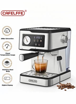 3 In 1 Automatic Espresso Machine,20 Bar/1.5L/950W Cappuccino/Latte Coffee Machine with Steam Milk Frother,LCD Touch Screen Espresso Machine,CM1695,Black/Silver - pzsku/Z1863418AFB71CEC9AB27Z/45/_/1729914353/6aa6b046-b0d1-4a0b-b0b2-195ee1bd52ad