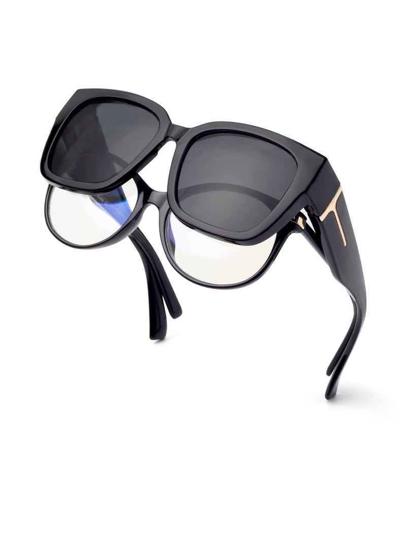 SYOSI Polarized Sunglasses Over Glasses, for Women Fit Over Glasses Sunglasses Square Sunglasses Trendy Fitover Sun Shades UV Protection Lightweight - Image 1