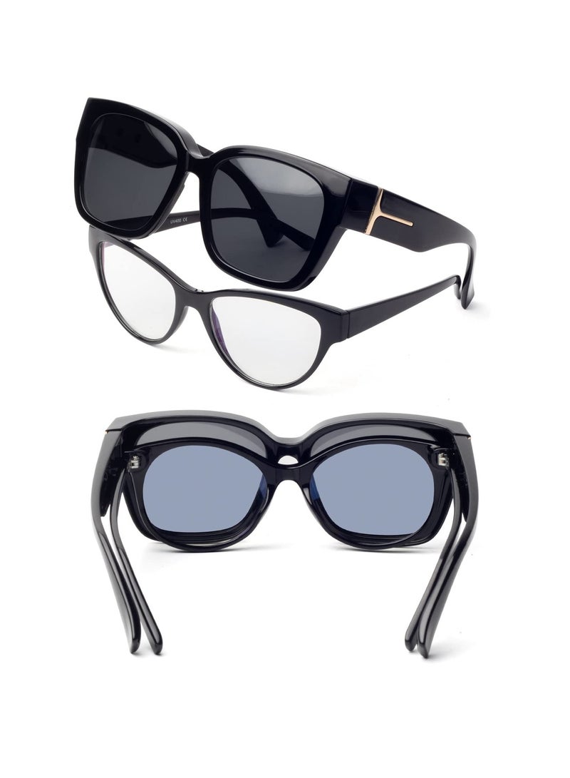 SYOSI Polarized Sunglasses Over Glasses, for Women Fit Over Glasses Sunglasses Square Sunglasses Trendy Fitover Sun Shades UV Protection Lightweight - Image 5