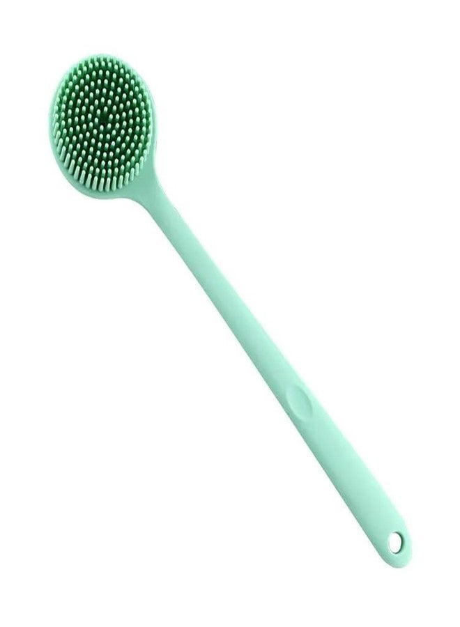 MobFest® Double-Sided Silicone Back Scrubber Multifunctional Bath Shower Body Exfoliating Massage Brush With Long Handle, 1 Pcs (Green) - Image 1