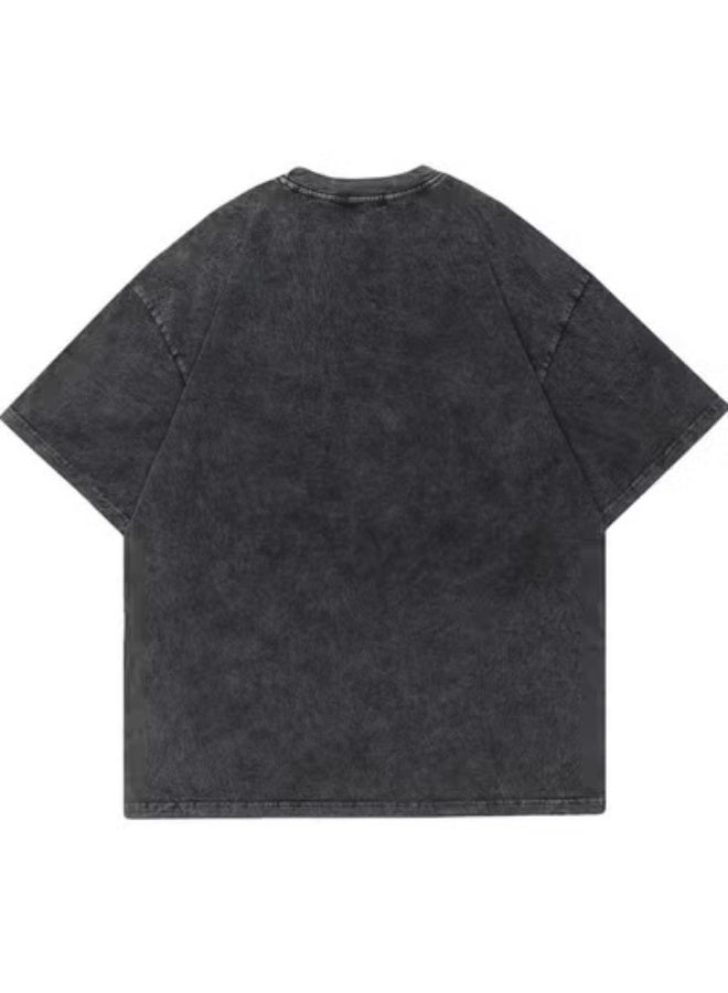 Sparklepals Anime Demon Slayer Washed Retro T-Shirt Street Hip Hop Casual Cotton Summer Short Sleeves - Image 2