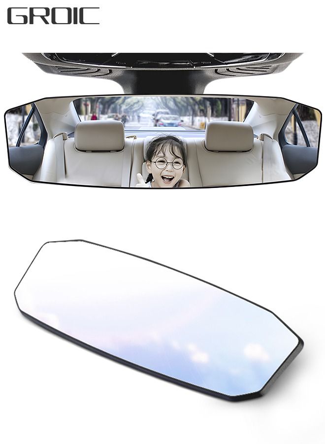 GROIC Rear View Mirror for Car, 11.8 Inch Panoramic Rearview Mirror, Interior Clip-on Wide Angle Convex Universal Rear View Mirror to Reduce Blind Spot Effectively for Car SUV - Image 1