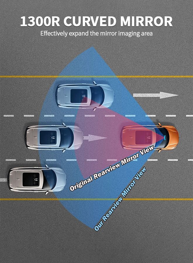 GROIC Rear View Mirror for Car, 11.8 Inch Panoramic Rearview Mirror, Interior Clip-on Wide Angle Convex Universal Rear View Mirror to Reduce Blind Spot Effectively for Car SUV - Image 3