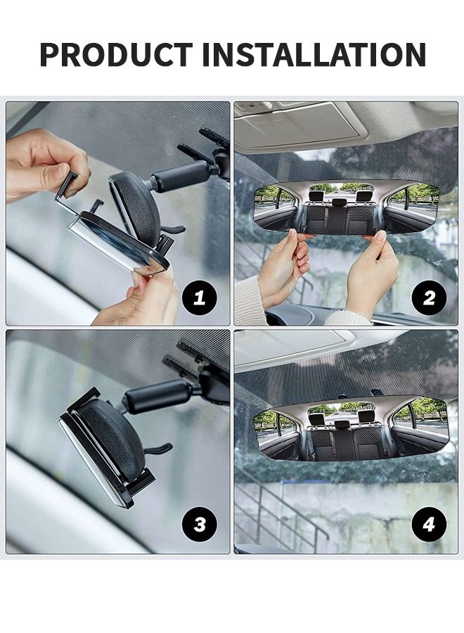 GROIC Rear View Mirror for Car, 11.8 Inch Panoramic Rearview Mirror, Interior Clip-on Wide Angle Convex Universal Rear View Mirror to Reduce Blind Spot Effectively for Car SUV - Image 5