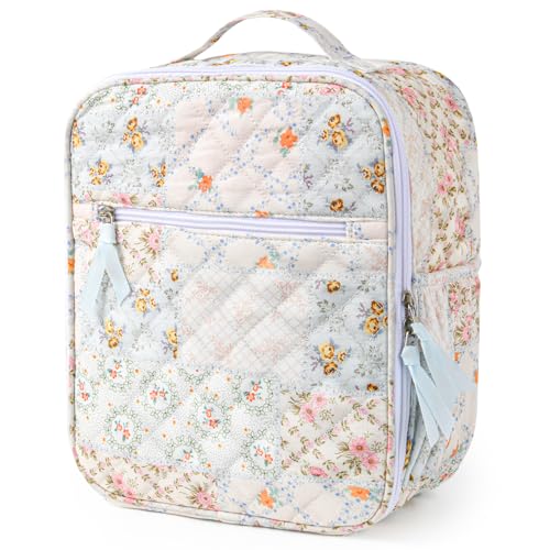 Aileam Lunch Box Lunch Bag for Women Cute Girls Insulated Womens Lunch Bag For Work Quilted Large Capacity Reusable Insulated Cooler for Work School Picnic Travel Patchwork Flowers - Image 1