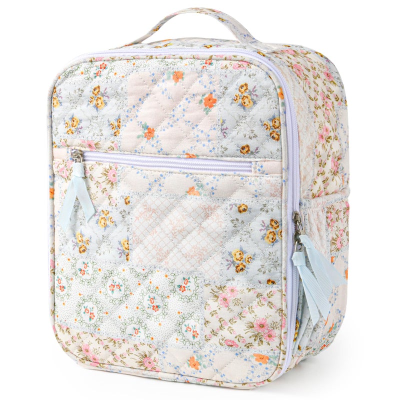 Aileam Lunch Box Lunch Bag for Women Cute Girls Insulated Womens Lunch Bag For Work Quilted Large Capacity Reusable Insulated Cooler for Work School Picnic Travel Patchwork Flowers - Image 2
