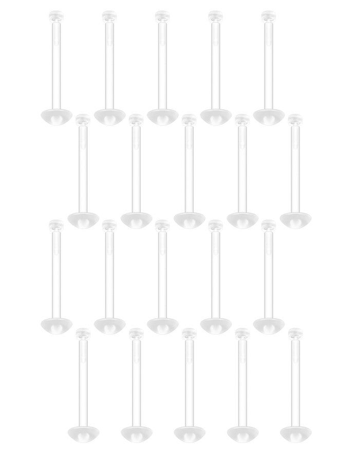 SMLBJUTE Clear Piercing Retainers Earrings Plastic Earrings for Sports Cartilage Earrings Stud Earring Retainer Bar Plastic Piercing Jewelry for Work (20 Pcs 12mm Flat Head) - Image 1