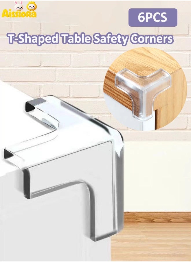 Aissiora 6 PCS T-Shaped Corner Guards Table safety corner protector， Furniture Corner and Edge Safety Bumpers, Baby Proofing Corner Covers Protectors, Baby Proof Bumper, Cushion to Cover Sharp Furniture, Table corner protector  - Image 1