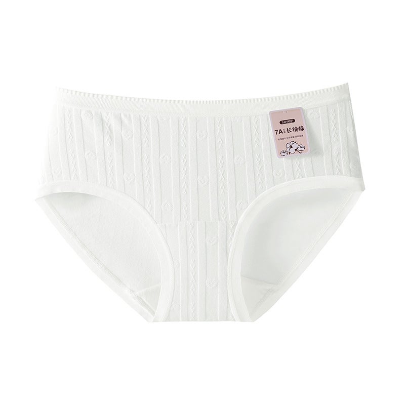 Baby Cotton Underwear Womens Cotton Jacquard Girl Student Comfortable Breathable Middle Waist Cotton Anti-bacterial Crotch Womens Briefs Skin color - Image 4