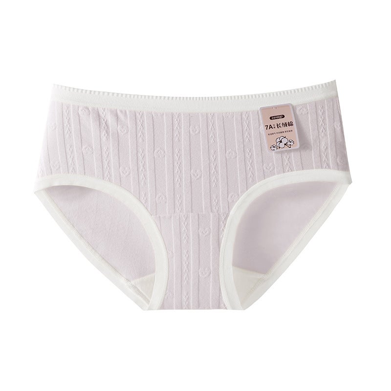 Baby Cotton Underwear Womens Cotton Jacquard Girl Student Comfortable Breathable Middle Waist Cotton Anti-bacterial Crotch Womens Briefs Skin color - Image 5