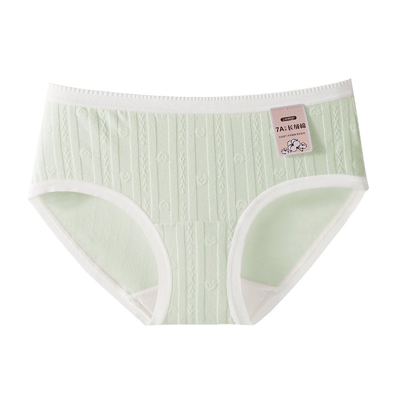Baby Cotton Underwear Womens Cotton Jacquard Girl Student Comfortable Breathable Middle Waist Cotton Anti-bacterial Crotch Womens Briefs Skin color - Image 3