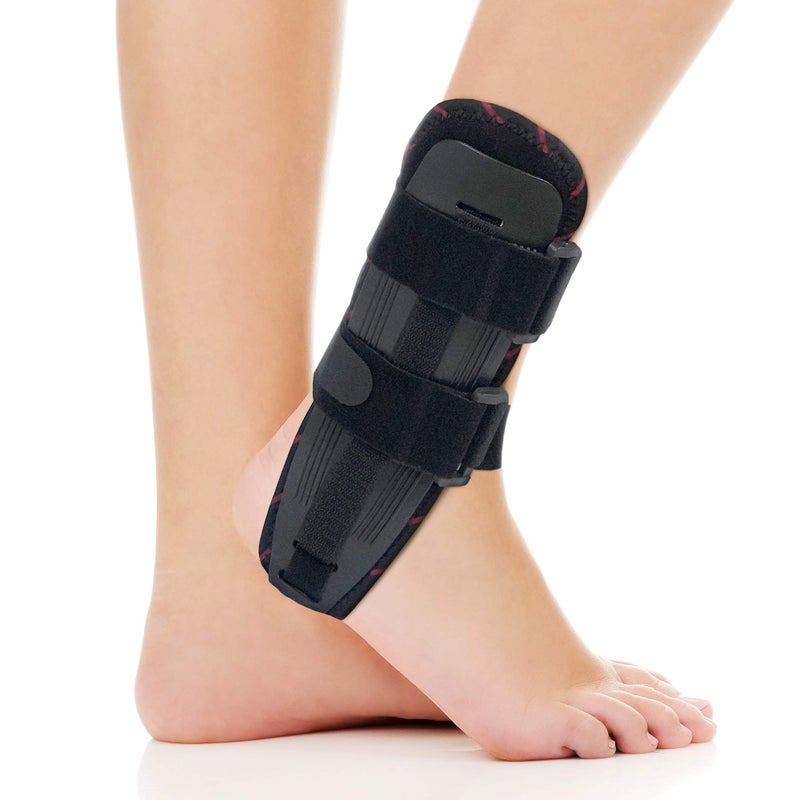 ORTONYX Ankle Stabilizer Brace Stabilizing Stirrup Splint for Foot Injuries Tendonitis and Ankle Support One Size Fits Most Black AB01