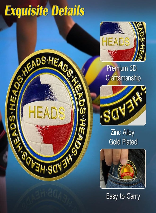 ASmileIndeep Volleyball Flip Coin - Heads and Tails for Coin Toss - Sport Coins Volleyball Referee Equipment Accessories Official Flipping Coin for Sports Matches and Training Commemorative Gift - Image 3