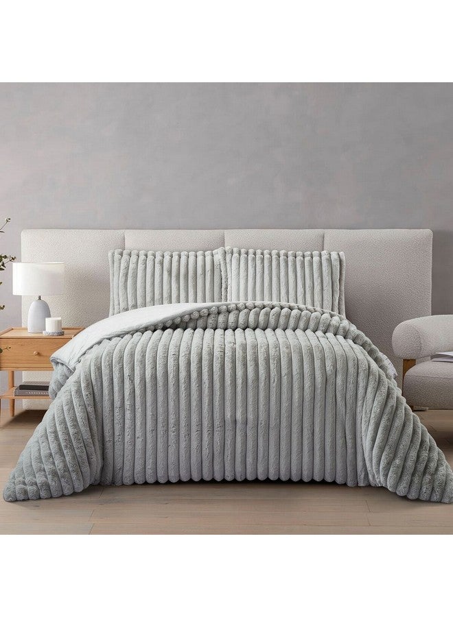 REVE 3-Piece Soft and Comfortable King Comforter Set Light Grey 32 x 56 x 50 cm HT-CM002 - Image 1
