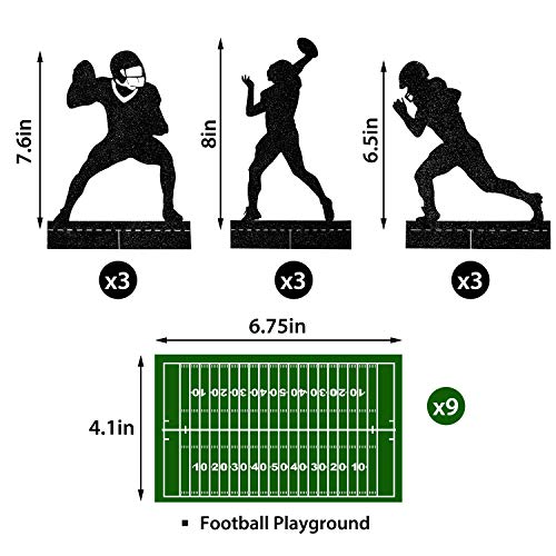 BBTO 9 Pieces Football Table Centerpiece Party Decorations Football Player Silhouette Centerpieces 8 Inches and 3 Styles - Image 5