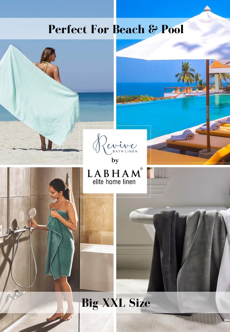 LABHAM - 500GSM Pure Cotton Bath Towel (75cm x 150cm) for Men & Women, Super Soft & Absorbant 2Pc - Grey - Image 4