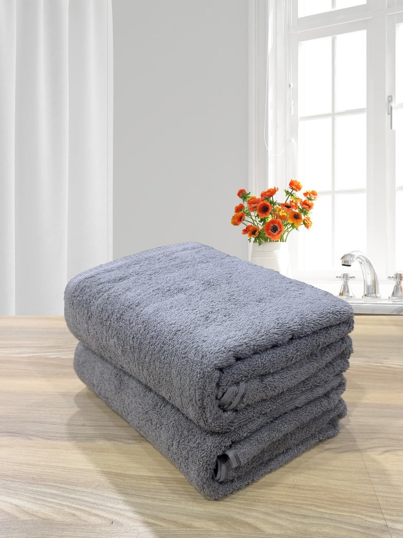 LABHAM - 500GSM Pure Cotton Bath Towel (75cm x 150cm) for Men & Women, Super Soft & Absorbant 2Pc - Grey - Image 1
