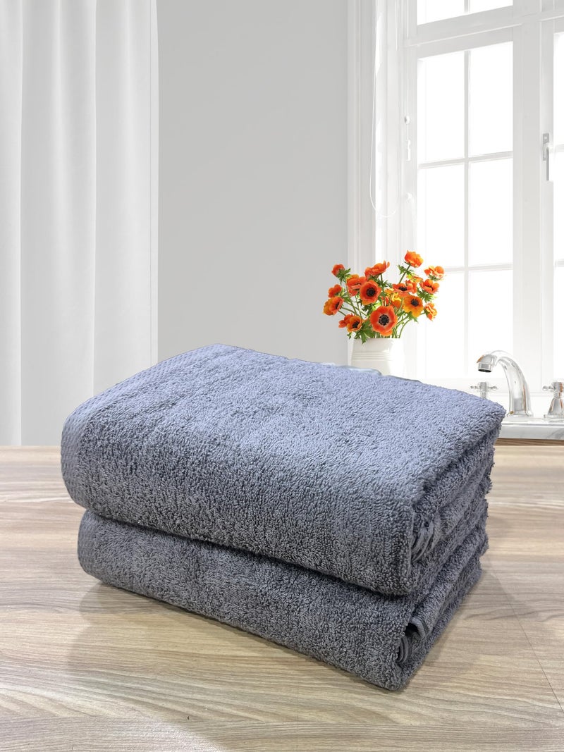 LABHAM - 500GSM Pure Cotton Bath Towel (75cm x 150cm) for Men & Women, Super Soft & Absorbant 2Pc - Grey - Image 2