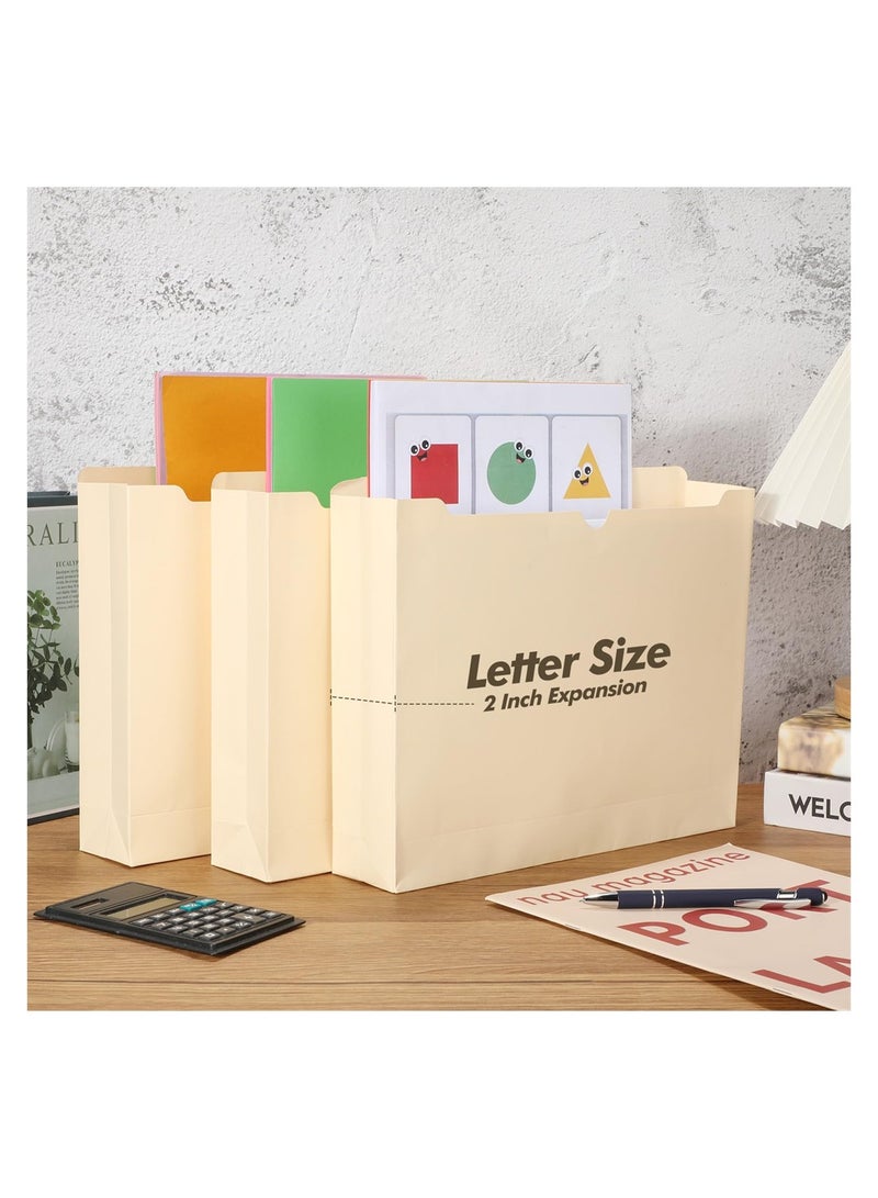 Excefore 20 Pcs 2 Inch Manila File Jackets Bulk, Reinforced Straight Cut Tab, Heavy Duty Expansion File Pocket Folders, Letter Size - Image 3