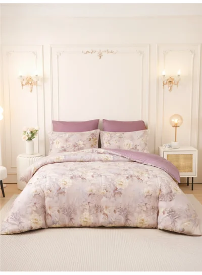 Donetella Printed Duvet Set, King Size Fits 200x200 cm - 6-Pcs Bed Set, Brushed Microfiber Fabric - 1 Duvet Cover, 1 Fitted Sheet, 2 Pillow Shams, 2 Pillowcases (Filler Not Included)