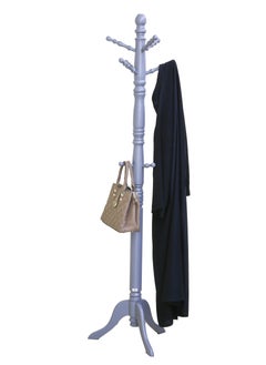 AFT Wood Coat Rack Freestanding, Entryway, Coat Stand with 9 Hooks & Stable Tri-Legged Base, Rubber Wood Coat Tree Hall Tree Coat Hanger for Home Office Hall Entryway, Used in The Bedroom Living Room Office to Hang Clothes, Hats, Bags (Gray) Arfan  - Image 3