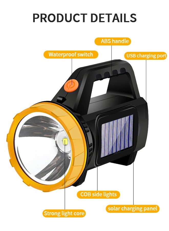 GROIC مصباح يدوي محمول بالطاقة الشمسية قابل لإعادة الشحن، مصباح يدوي LED عالي السطوع للغاية مع ضوء قطعة خبز، كشاف محمول مقاوم للماء 1500 مللي أمبير في الساعة للتعدين والتخييم والمشي لمسافات طويلة وصيد الأسماك - Image 2