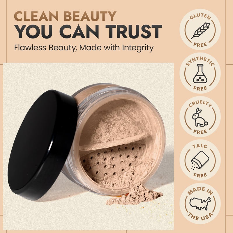 BaeBlu InstaFame Loose Powder Foundation, Seek - Full Coverage Matte Natural Mineral foundation for Sensitive & Acne-Prone Skin - Non-Nano Zinc, Titanium Dioxide Mineral Pigment, No Fillers/Binders - Image 3