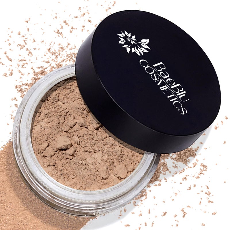 BaeBlu InstaFame Loose Powder Foundation, Seek - Full Coverage Matte Natural Mineral foundation for Sensitive & Acne-Prone Skin - Non-Nano Zinc, Titanium Dioxide Mineral Pigment, No Fillers/Binders - Image 1