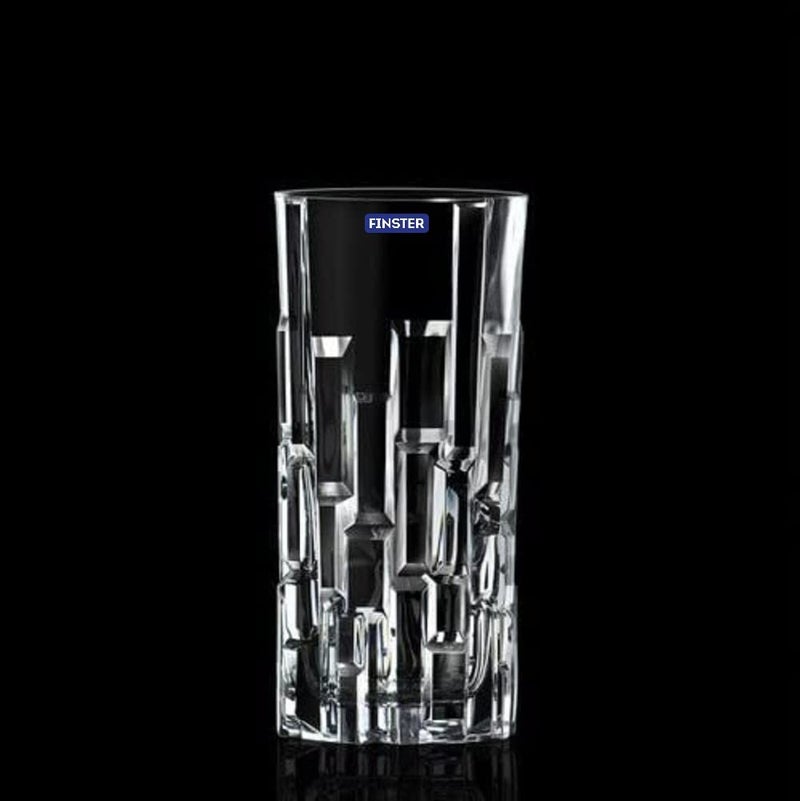 FINSTER Glass Premium Juice Water Glasses Set of 8300ml Transparent Long Crystal 3D Brick Design Milkshake Glass Set Cocktail Mocktail Tumbler - Image 3