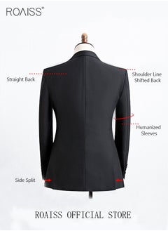 4PCS Suit of Formal Clothes Men's Business Casual Coat Groomsman Suit Professional Dress Lapel Collar One Single-Breasted Buttons Classic Fit Blazer Black(Suit + Trousers + White Shirt + Tie) - pzsku/Z186413737155797F3B9CZ/45/_/1680829950/67c1ff47-a7cb-4ac6-b747-724aa54449c4