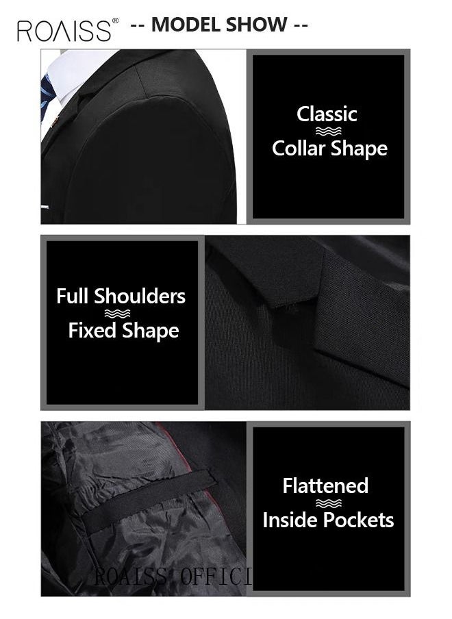 4PCS Suit of Formal Clothes Men's Business Casual Coat Groomsman Suit Professional Dress Lapel Collar One Single-Breasted Buttons Classic Fit Blazer Black(Suit + Trousers + White Shirt + Tie) - pzsku/Z186413737155797F3B9CZ/45/_/1680830276/8bda7a76-251e-448e-94df-6bf49baa297a